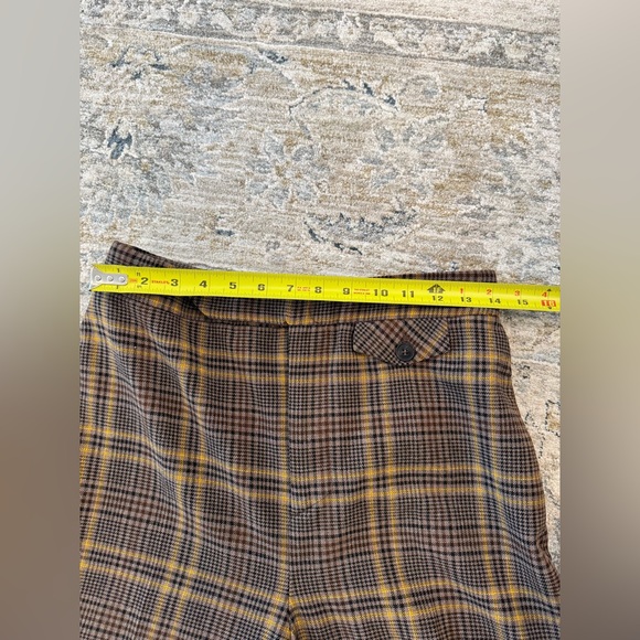 Zara Cropped Wide-Leg Plaid Trousers Brown, Gold & Black - Picture 4 of 10